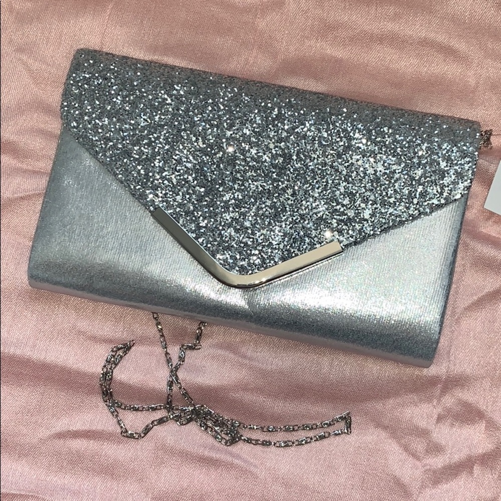Silver Glitter Clutch